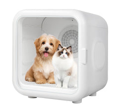 PETEASE 62L Large Capacity Automatic Pet Dryer Box - Smart Temperature Control, Ultra Quiet, Anti-Stress, 360° Efficient, for Cats and Small Dogs (Cube Pet Dryer Box - White)