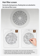 PETEASE 62L Large Capacity Automatic Pet Dryer Box - Smart Temperature Control, Ultra Quiet, Anti-Stress, 360° Efficient, for Cats and Small Dogs (Cube Pet Dryer Box - White)