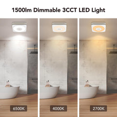 OREiN Bathroom Fan with Bluetooth Speaker, 110/160 CFM 1.0 Sones Bathroom Exhaust Fan with Light, 40W Shower Vent Fan with Light & Remote, 1500lm LED Light 2700K/4000K/6500K & Nightlight, Music Sync