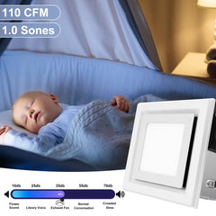 Gaciban Bathroom Exhaust Fan with Light, 110 CFM Bath Ventilation Fans with 1200lm LED Light 3CCT Selectable, Quiet 1.0 Sone Ceiling Mount Vent Fan Light Combo for Home/Bath/Offic/Warehouse