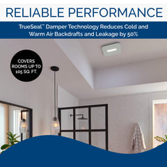 Broan-NuTone AE110LK Ventilation Fan with LED CleanCover and Roomside Installation, ENERGY STAR Certified, 110 CFM, 1.0 Sones, White