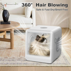 Liyufecor Automatic Pet Dryer Box, 65L Capacity, Ultra-Quiet, 360° Airflow Drying, Smart Temperature Control, Pet Hair Dryer for Cats and Small Dogs(White)