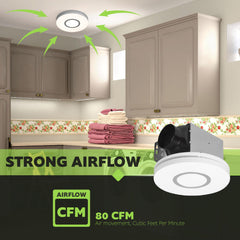 Homewerks 7141-80-RGB Bathroom Fan with Light LED Color Changing and Dimmable, SmartVent Humidity Sensing Ventilation Fan with Remote, 80 CFM 1.0 Sones