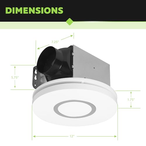Homewerks 7141-80-RGB Bathroom Fan with Light LED Color Changing and Dimmable, SmartVent Humidity Sensing Ventilation Fan with Remote, 80 CFM 1.0 Sones