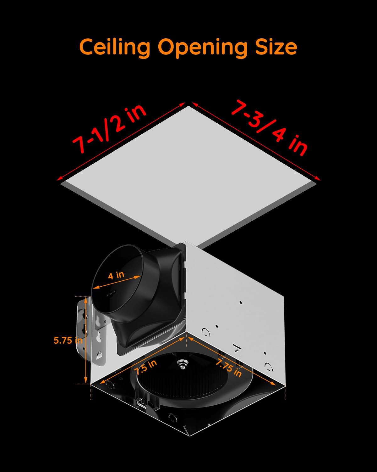 Fitop Bathroom Exhaust Fan with Light, 110 CFM 43W Ceiling Mount Shower Ventilation Exhaust with Light, 1.0 Sones Bathroom Vent with Light, Bathroom Fan 1200LM LED Light 3000K/4000K/5000K