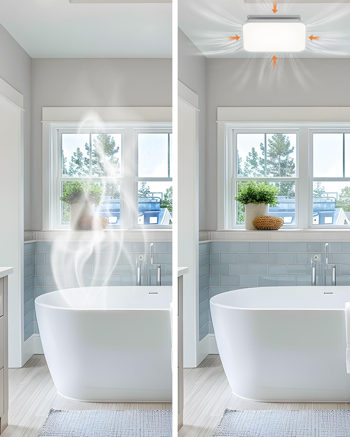 Fitop Bathroom Exhaust Fan with Light, 110 CFM 43W Ceiling Mount Shower Ventilation Exhaust with Light, 1.0 Sones Bathroom Vent with Light, Bathroom Fan 1200LM LED Light 3000K/4000K/5000K