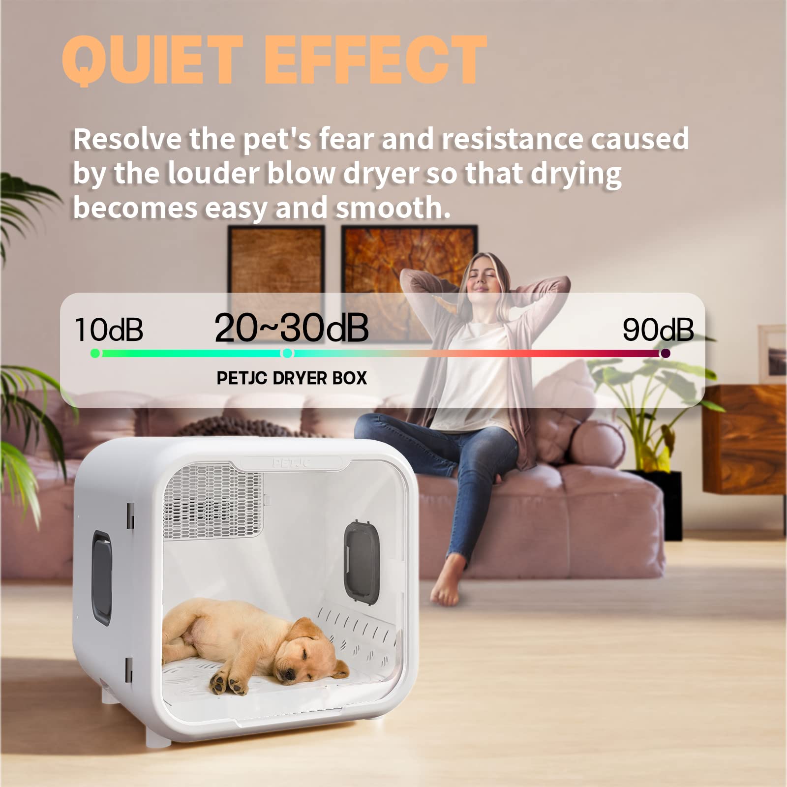 PvEvTv Automatic Pet Dryer Box for Cats and Small Dogs,Ultra Quiet Dog Hair Dryer 71L Capacity with Smart Temperature Control and 360 Drying(White-Standard)