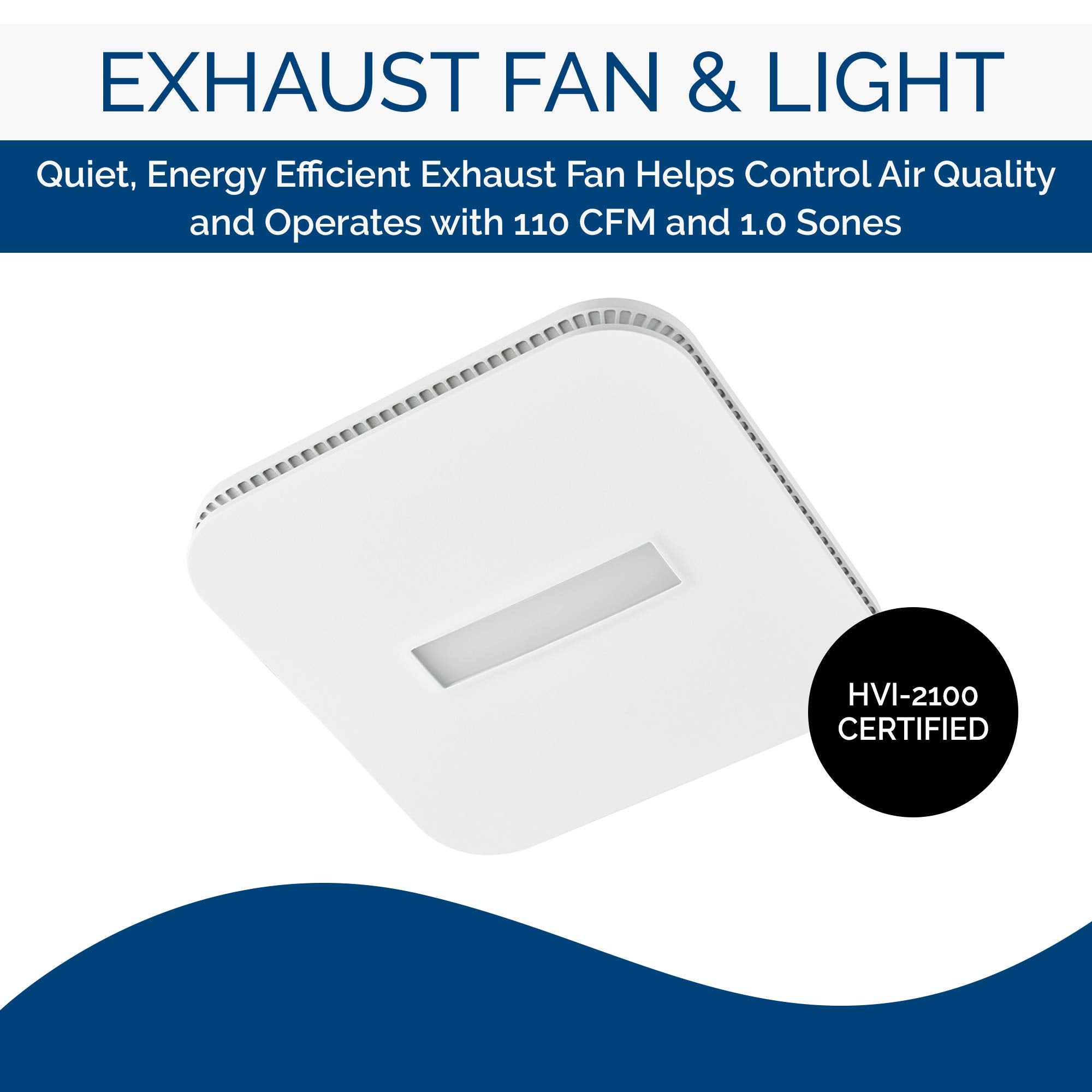 Broan-NuTone AE110LK Ventilation Fan with LED CleanCover and Roomside Installation, ENERGY STAR Certified, 110 CFM, 1.0 Sones, White