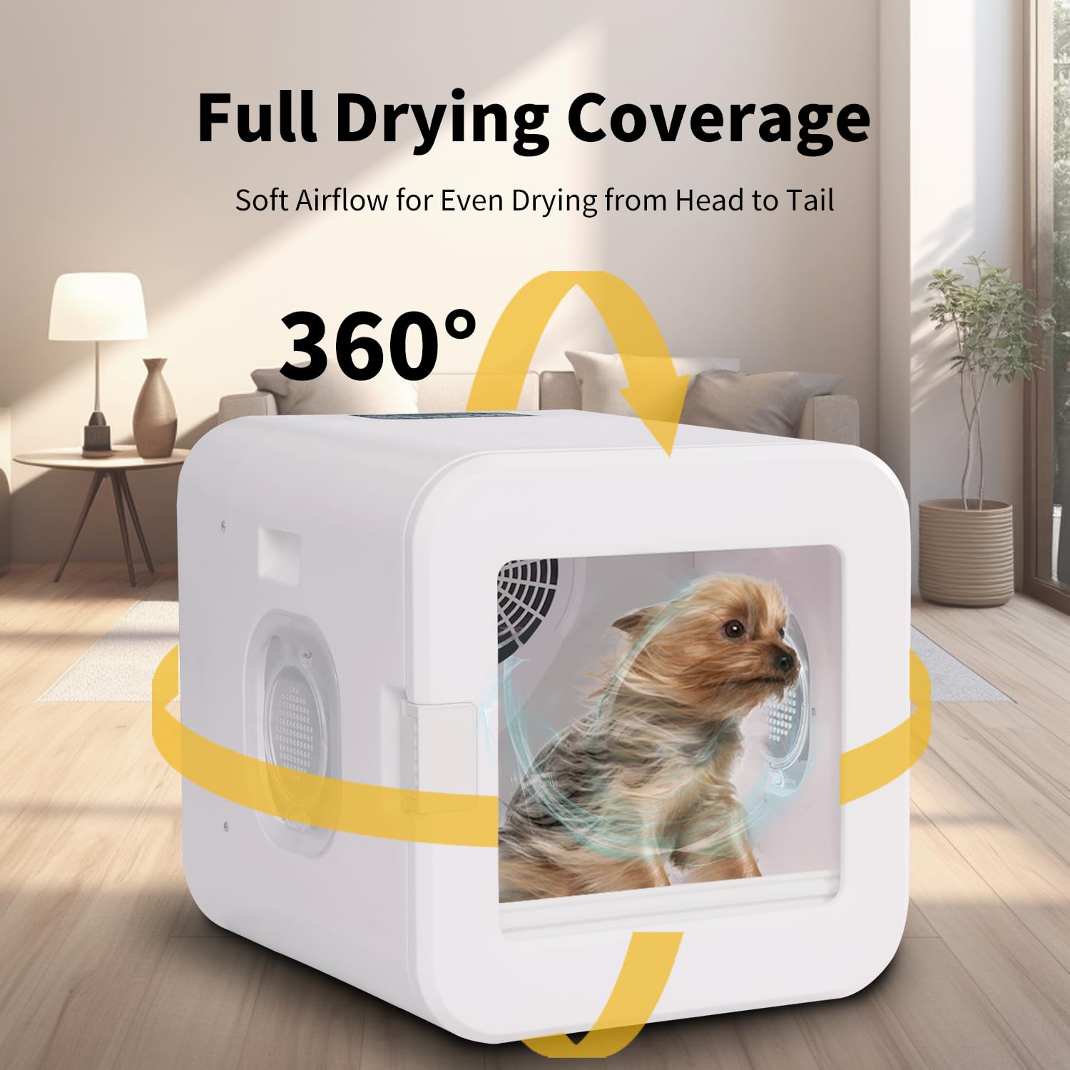 Pet Grooming Dryer Box – Ultra Quiet 62L Pet Hair Dryer, Fully Automatic with Smart Temperature Control, 360° Efficient Airflow, Ideal Cat and Dog Drying Box for Small Pets, White