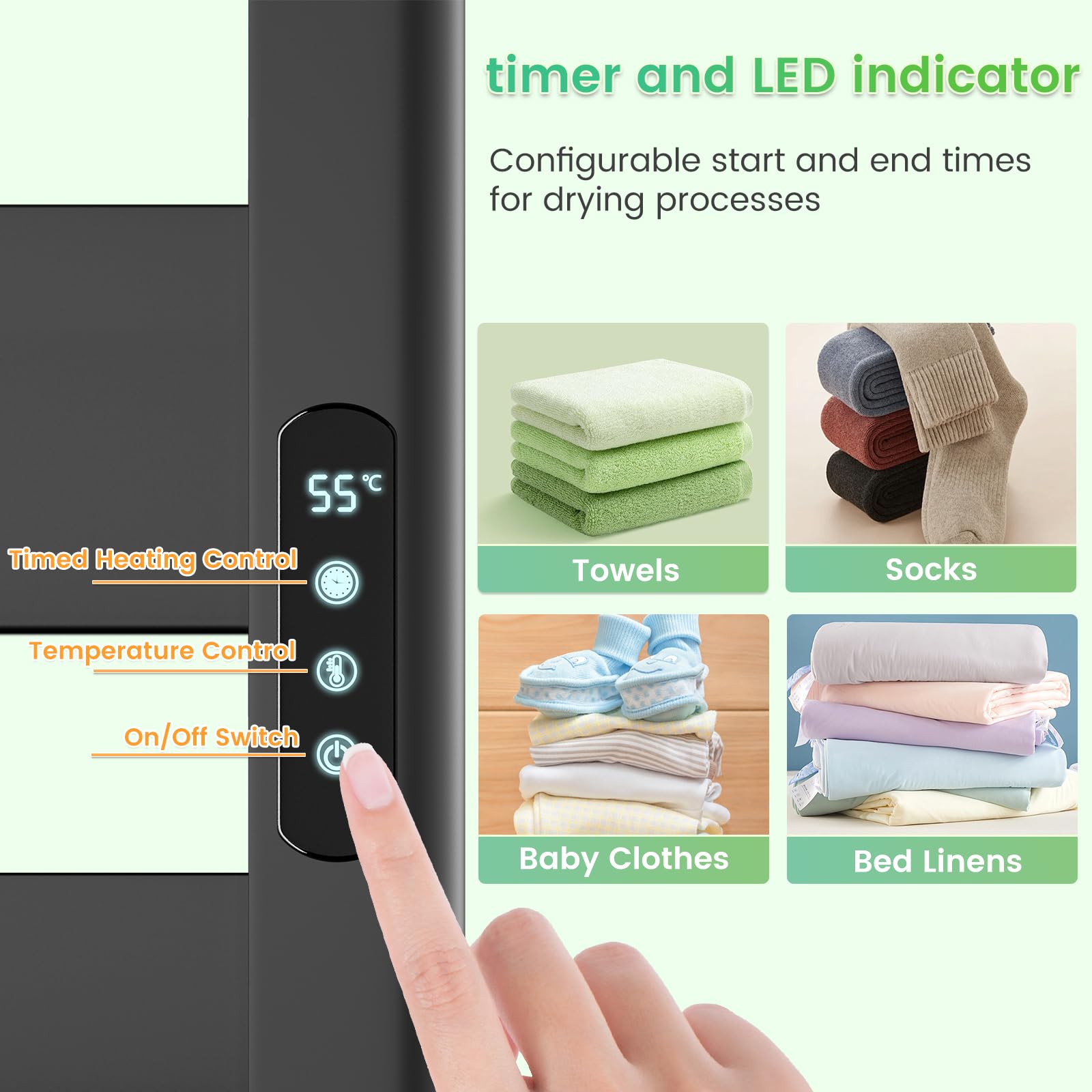 Geobella Towel Warmer Rack 6 Bars Towel Warmer Wall Mounted with Timer & Temperature Adjustments Electric Heated Towel Drying Racks for Bathroom