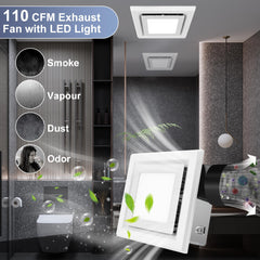 Gaciban Bathroom Exhaust Fan with Light, 110 CFM Bath Ventilation Fans with 1200lm LED Light 3CCT Selectable, Quiet 1.0 Sone Ceiling Mount Vent Fan Light Combo for Home/Bath/Offic/Warehouse