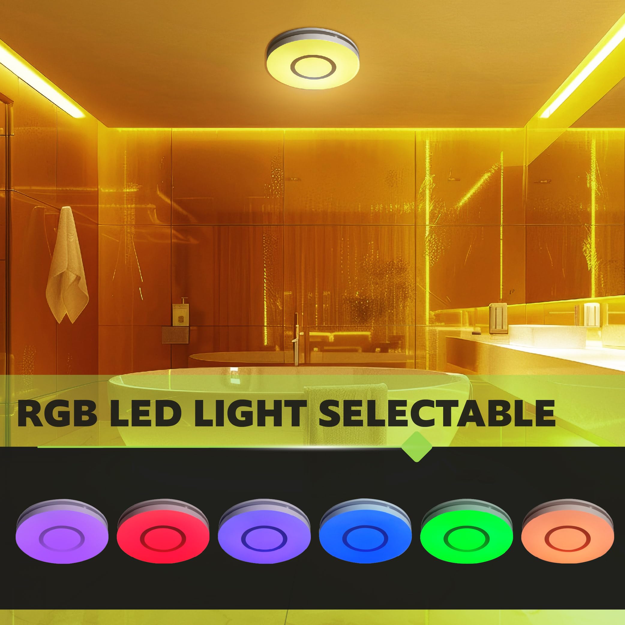 Homewerks 7141-80-RGB Bathroom Fan with Light LED Color Changing and Dimmable, SmartVent Humidity Sensing Ventilation Fan with Remote, 80 CFM 1.0 Sones